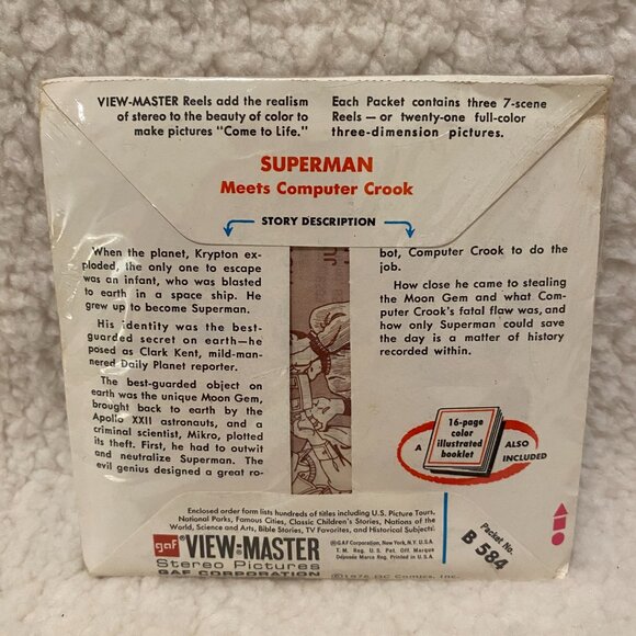 VTG View Master Reel Superman Meets Computer Crook New Booklet Included DC Comic - Picture 2 of 4